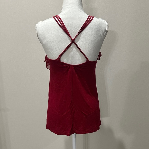 Express Red Layered Ruffle Blouse - Picture 3 of 6